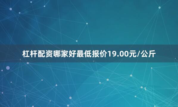 杠杆配资哪家好最低报价19.00元/公斤